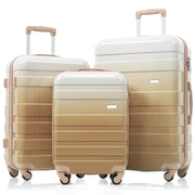 Luggage Sets New Model ABS Hardshell 3pcs Clearance Luggage Hardside Lightweight Durable Suitcase sets Spinner Wheels Suitcase with TSA Lock 20''24''28''( tan)