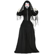 HOMCOM 67' Life Size Freestanding Scary Ghost Bride, Animated Halloween Prop with Sound Activation and Red Eyes, Creepy Voice, for Covered Outdoor and Indoor, Battery Operated Animatronic Decor