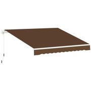 Outsunny 13' x 8' Retractable Awning, Patio Awnings, Sunshade Shelter w/ Manual Crank Handle, UV & Water-Resistant Fabric and Aluminum Frame for Deck, Balcony, Yard, Coffee Brown
