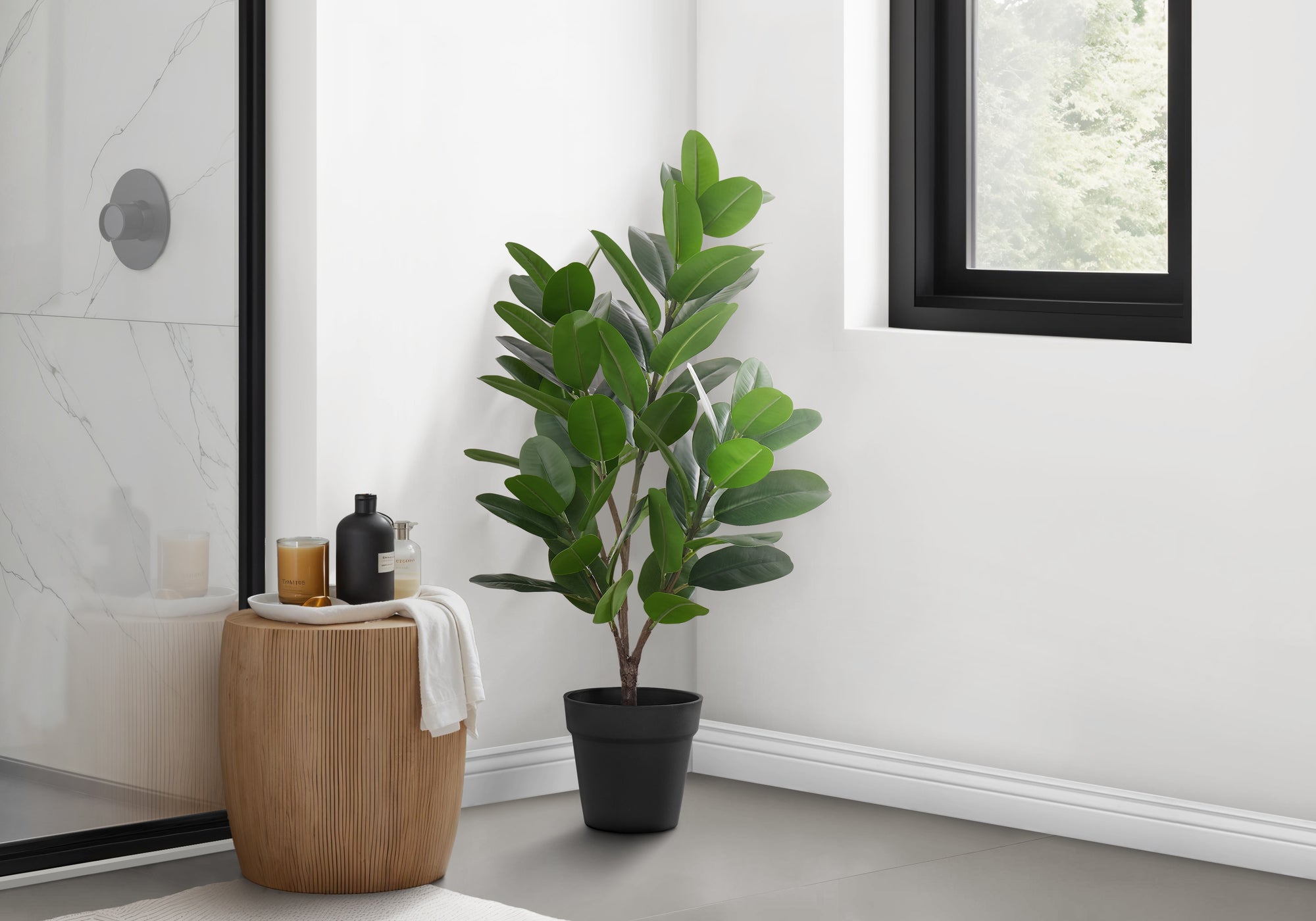 Artificial Plant, 28' Tall, Garcinia Tree, Indoor, Faux, Fake, Floor, Greenery, Potted, Real Touch, Decorative, Green Leaves, Black Pot