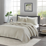 3 Piece Quilt Set Cream Full/Queen