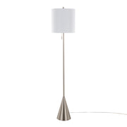 Cone 64' Contemporary Metal Floor Lamp in Brushed Nickel with White Linen Shade from Grandview Gallery by LumiSource