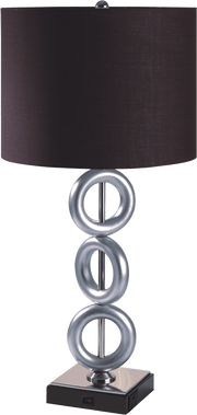 ONE PAIR OF 29'H SILVER 3-RING WITH OUTLET TABLE LAMP (2PC/CTN)