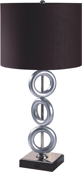 ONE PAIR OF 29'H SILVER 3-RING WITH OUTLET TABLE LAMP (2PC/CTN)