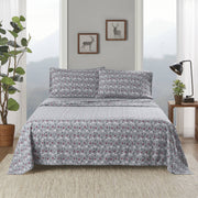4 PCS Cal King Sheet Set Grey Ski Jump