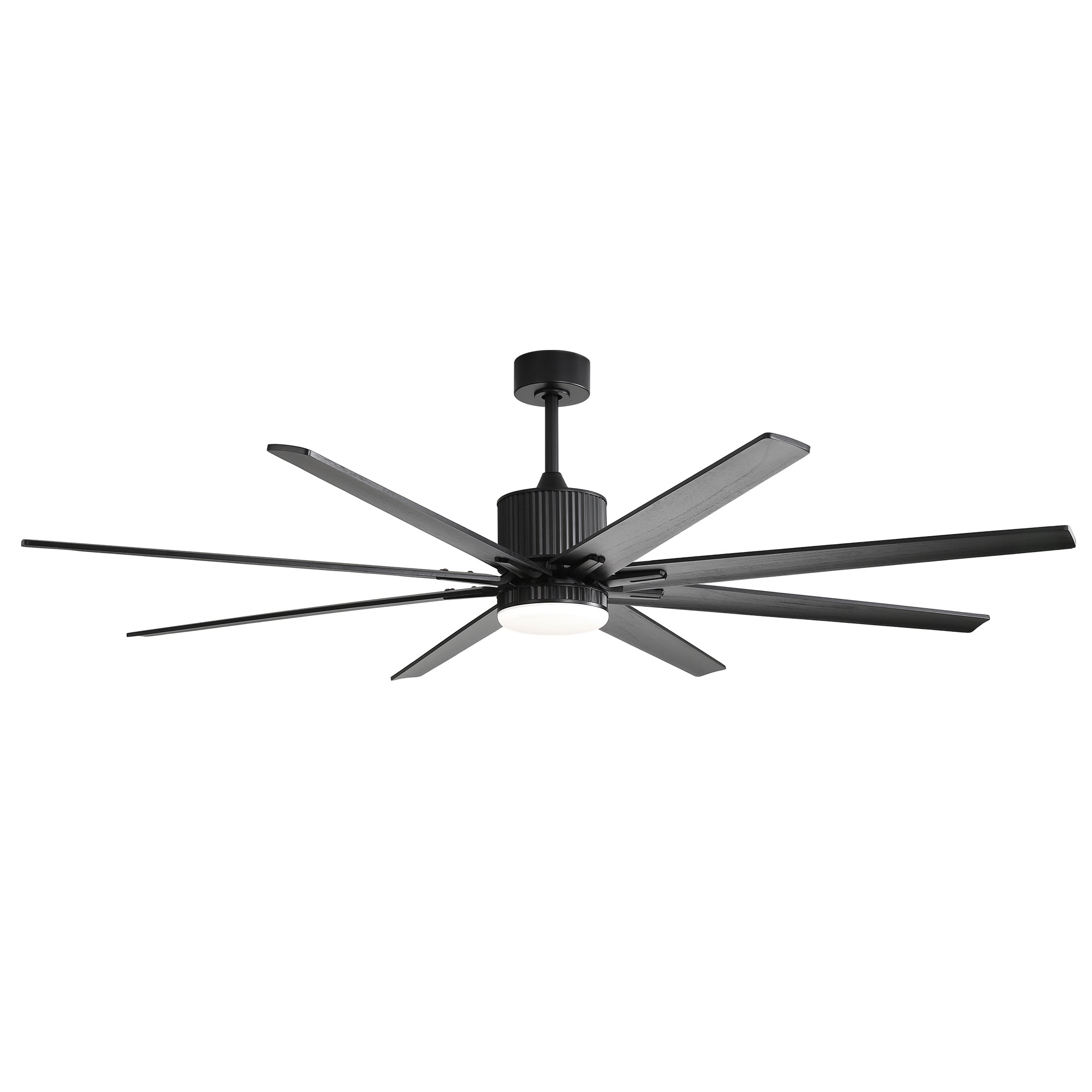 Black 76 Inch Ceiling Fan with 18W Dimmable LED Light, Remote Control & 8 Solid Wood Blades for Living Room
