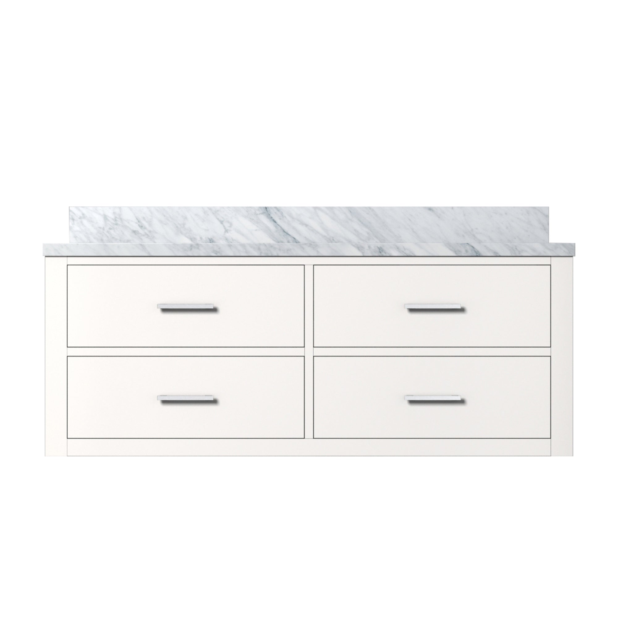 White Single Bath Vanity 48 in. W x 22 in. D, with Carrara Marble Top