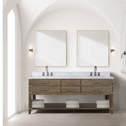 Grey Oak Double Bath Vanity 80 in. W x 22 in. D, with Carrara Marble Top