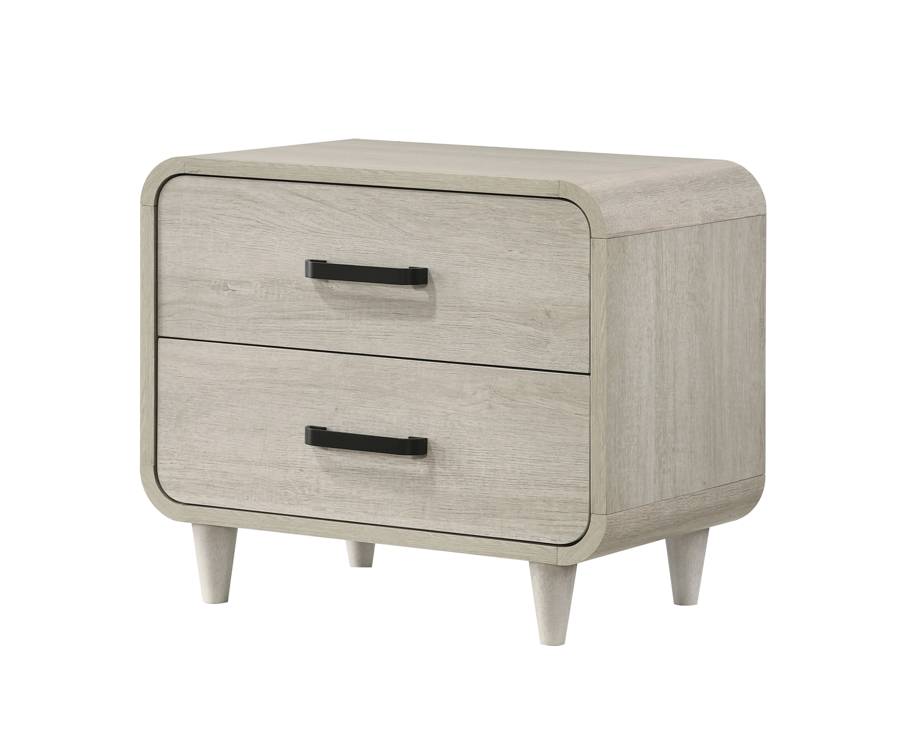 1pc Contemporary Style Two Drawers Nightstand Solid Wood  Unique White Finish Bedroom Furniture