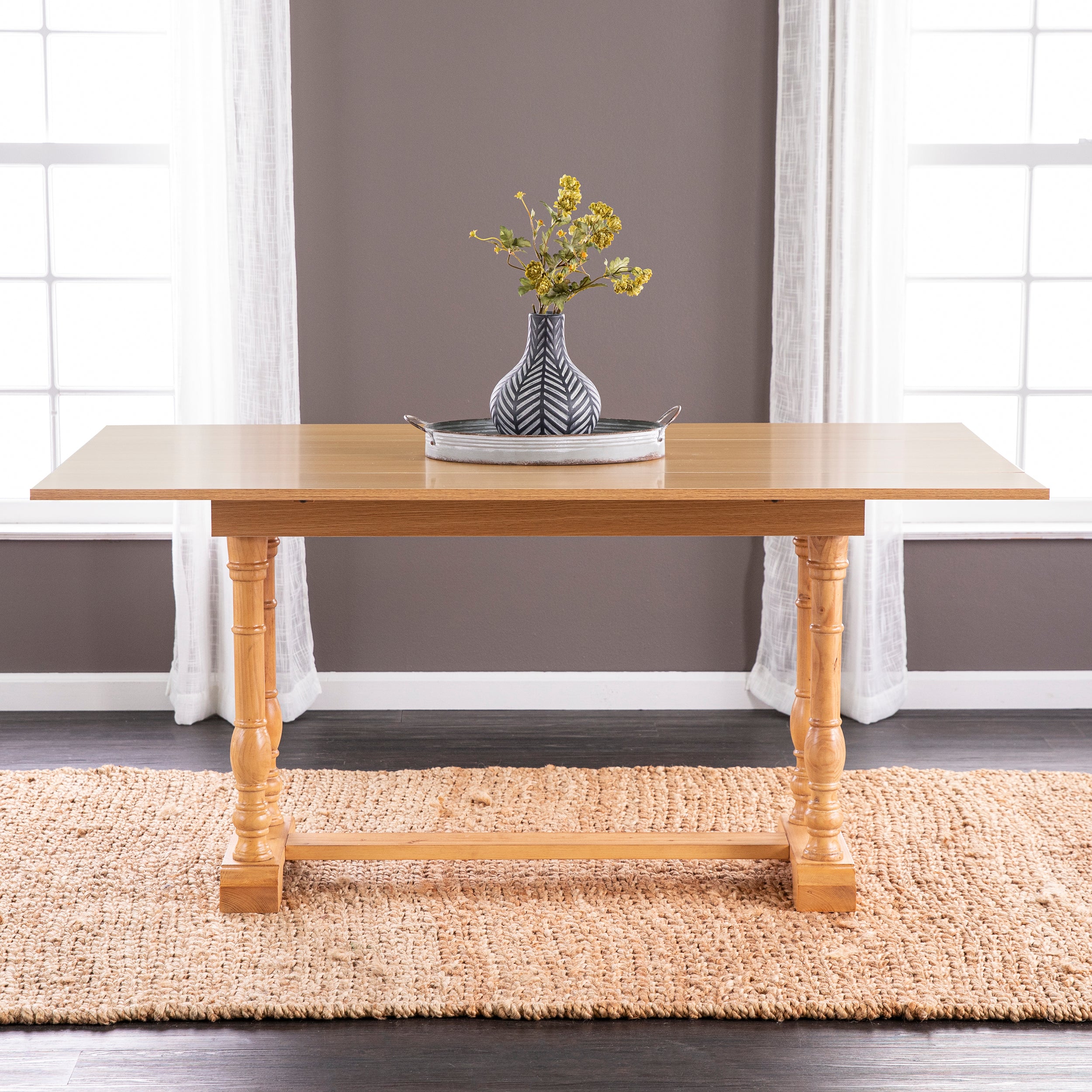 Edenderry Farmhouse Folding Trestle Console to Dining Table – Natural Oak