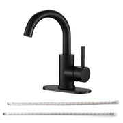 Modern Matte Black Bathroom Faucet Single Hole Single Handle Brass Stainless Steel