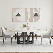 70.86 'Modern Artificial Stone Curved Pandora White Panel Black Iron Metal Legs-Can Accommodate 6-8 People
