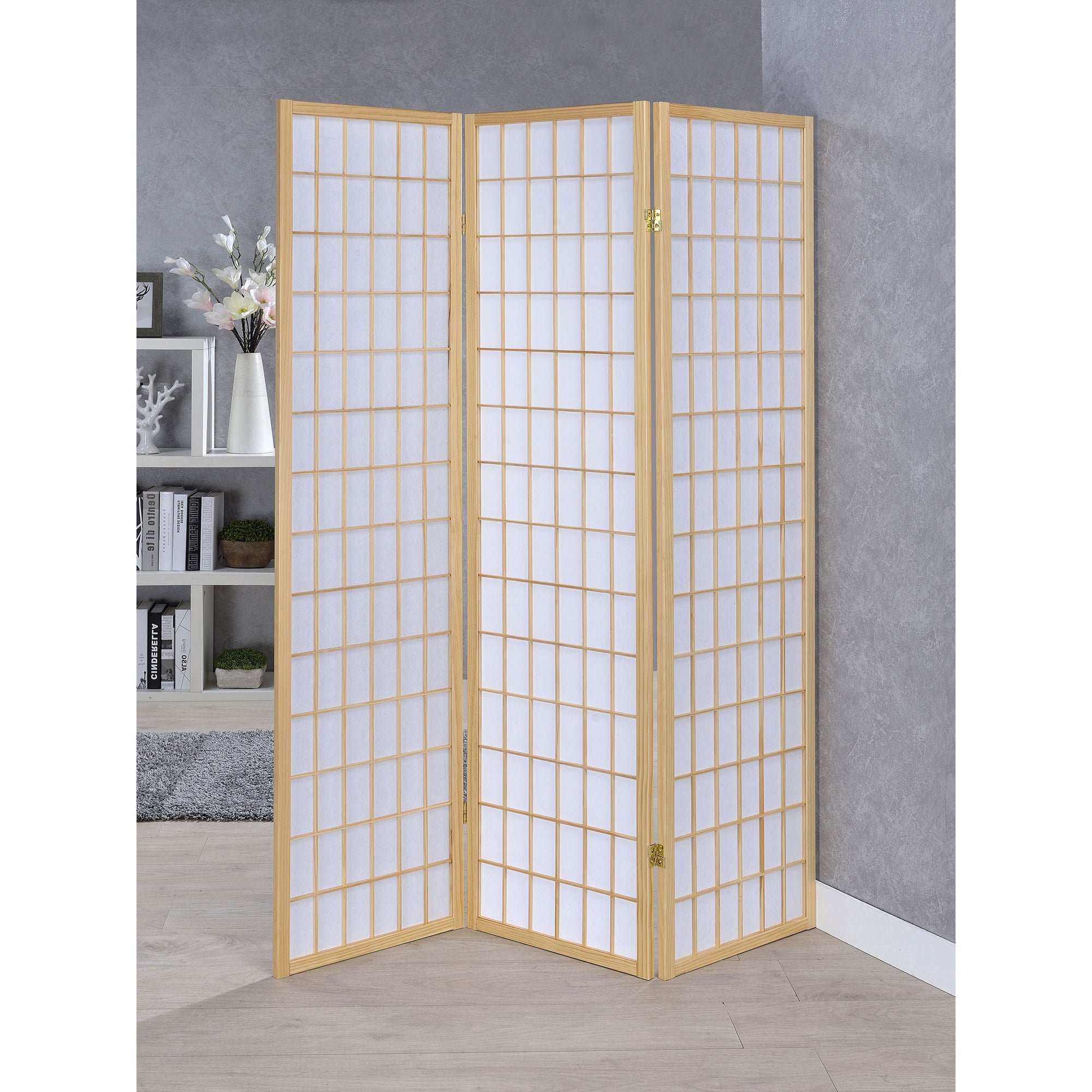 Porch & Den Natural 3-Panel Room Divider Folding Shoji Screen
