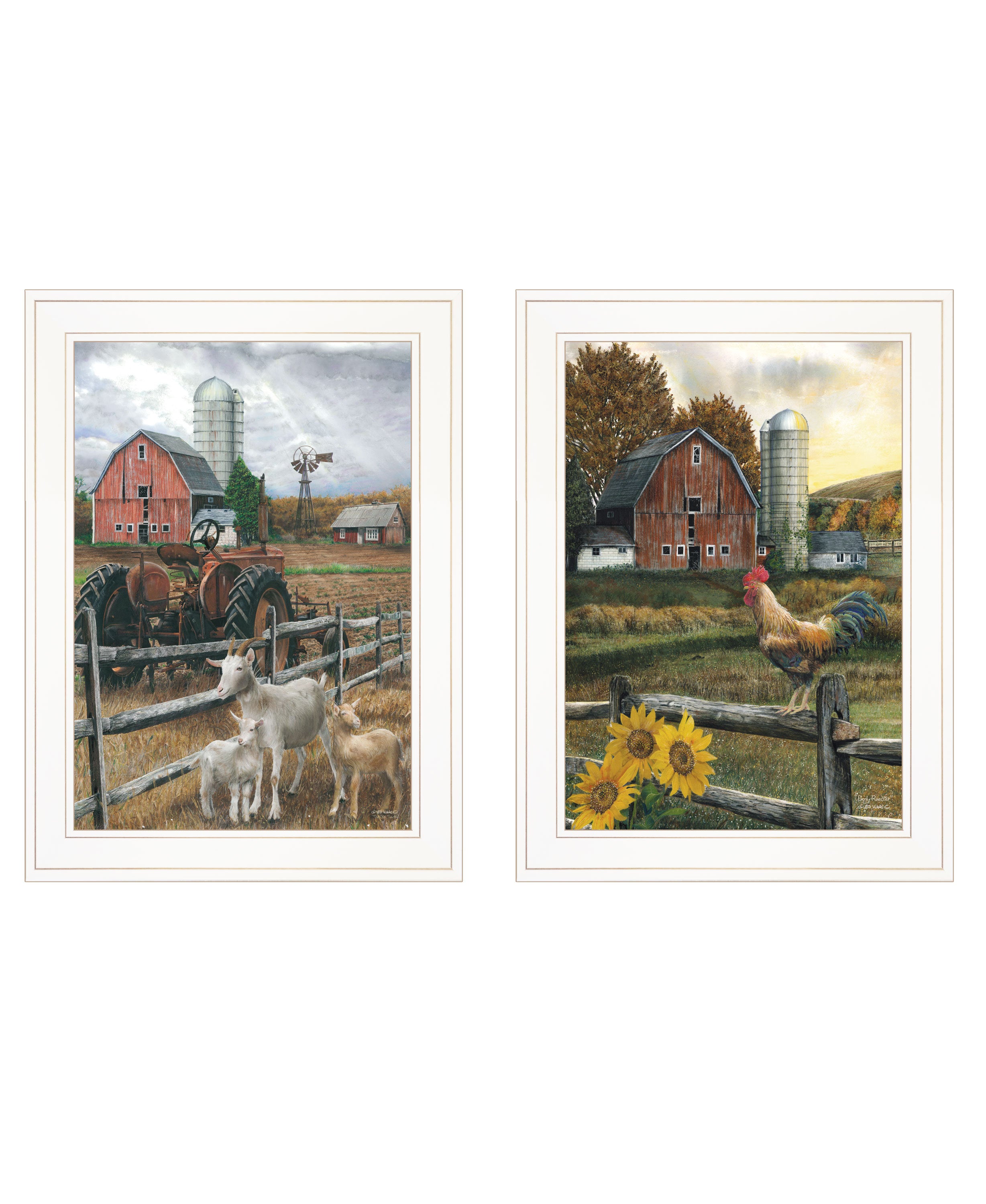 'Farm Life' 2-Piece Vignette by Ed Wargo, Ready to Hang Framed Print, White Frame