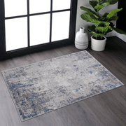 LOOM & LUXE Collection 2X3 Silver/Blue/Abstract Non-Shedding Living Room Bedroom Dining Home Office Stylish and Stain Resistant Area Rug