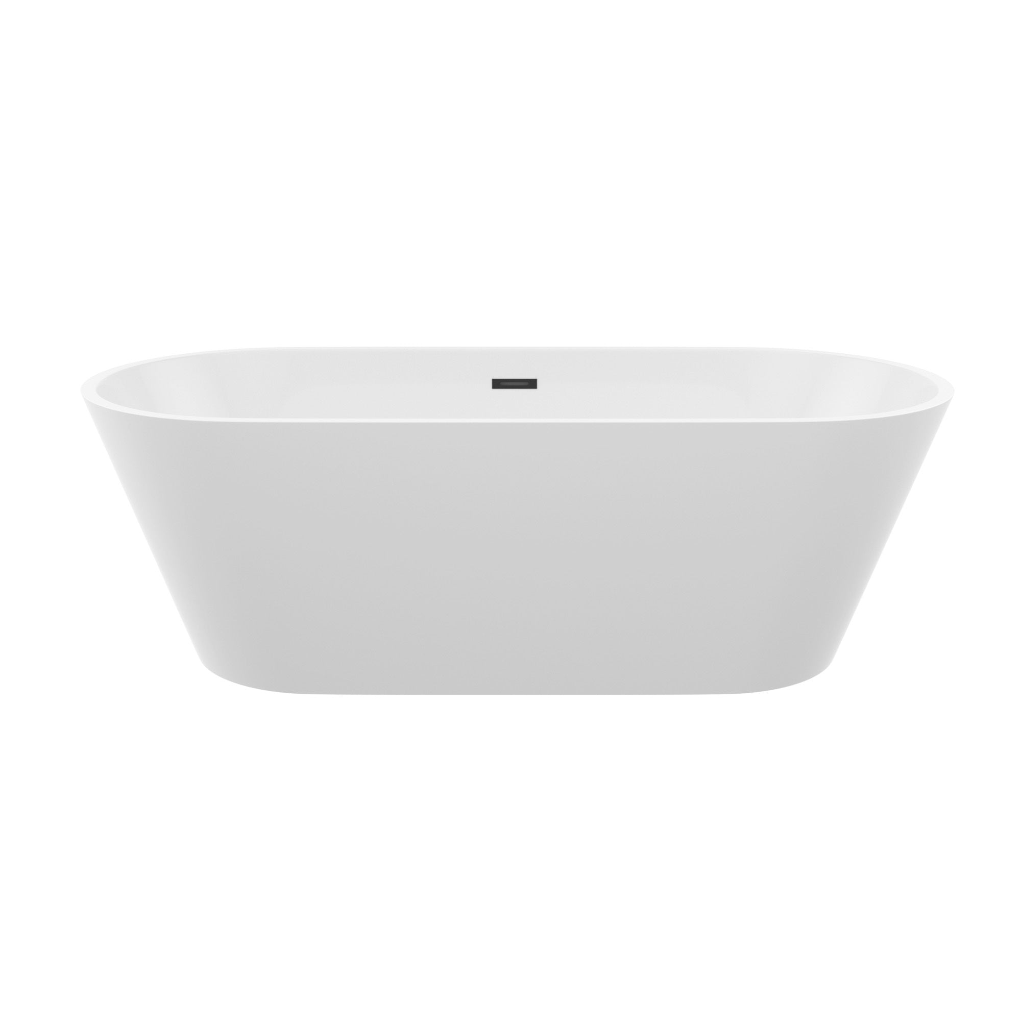 67' Acrylic Freestanding Bathtub, Stand Alone Soaking Tub, Gloss White Finish, Black Overflow & Pop-Up Drain