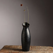 Longpi Pottery Black Vase – 3.5'x3.5'x11.5'   Handmade Traditional Clay