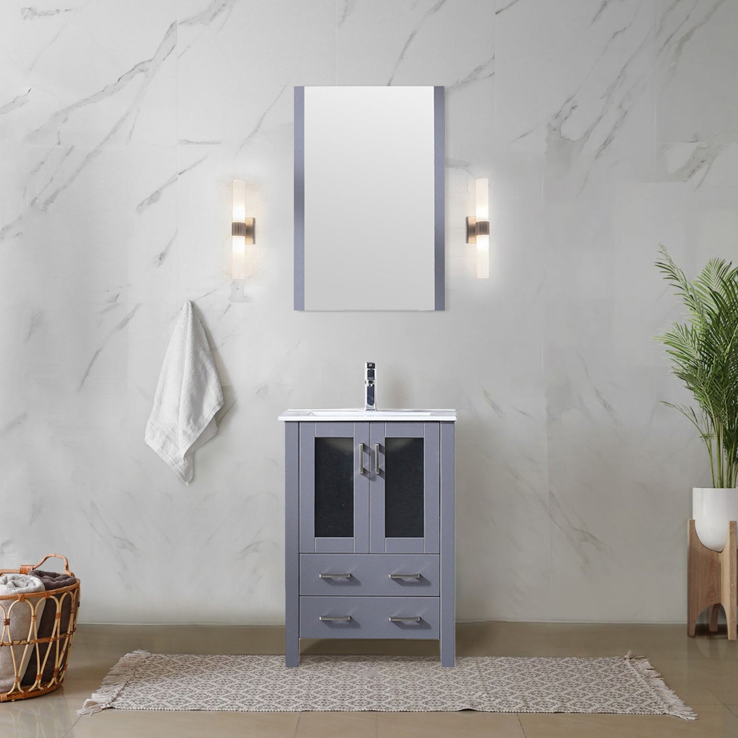 Dark Grey Bath Vanity 24 in. W x 18.25 in. D