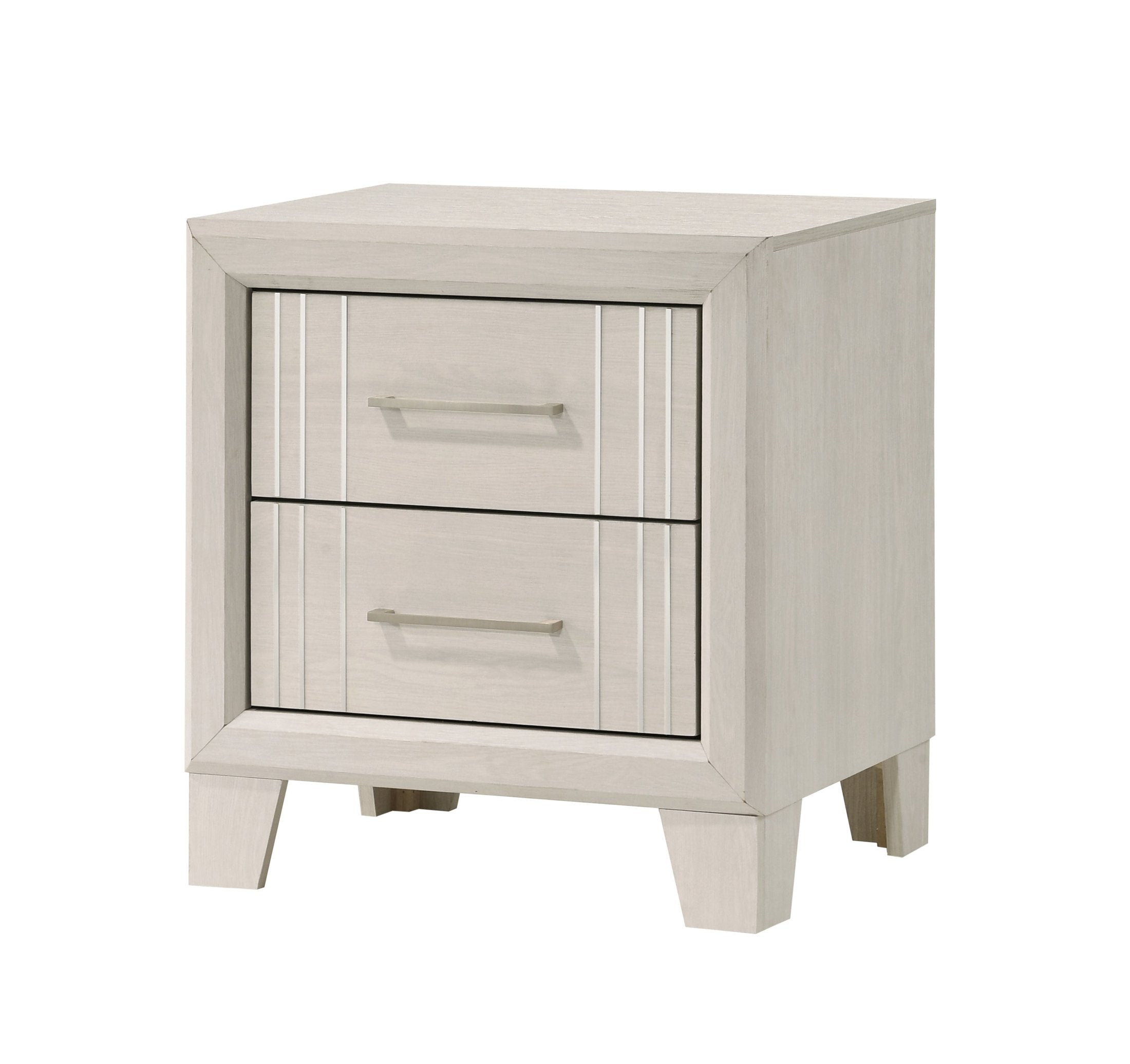 1pc Contemporary Two-Drawers Nightstand Bed Side Cabinet Wooden Furniture White/Beige Color