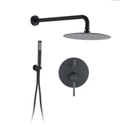 Wall Mounted Round Shower Combo Set with 10' Rain Shower head and Handheld Shower Head Set with Pressure Balancing Valve