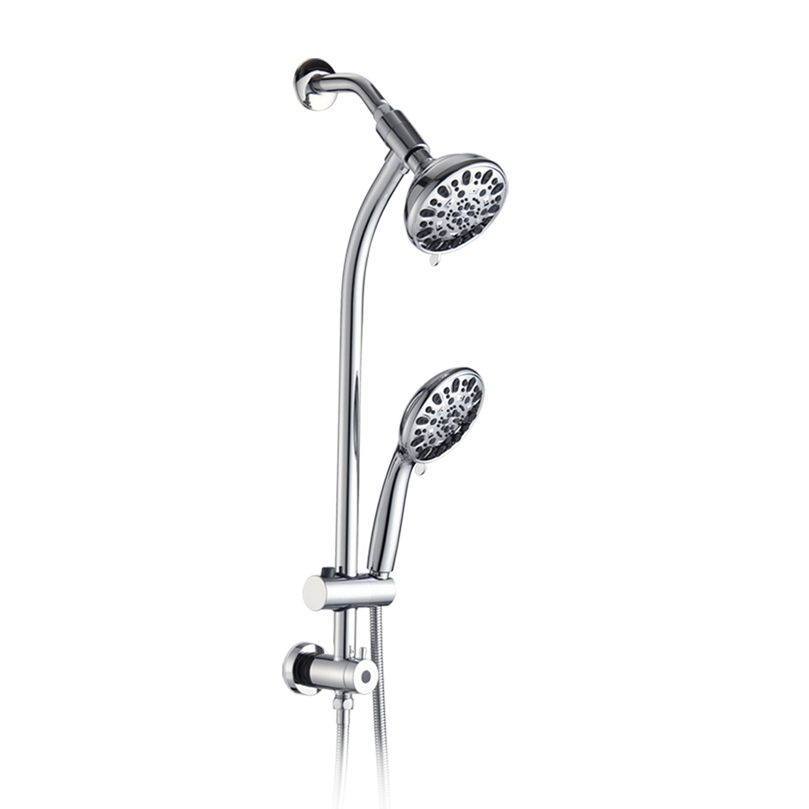 Drill-Free Stainless Steel Slide Bar Combo Rain Showerhead 7-Setting Hand, Dual Shower Head Spa System