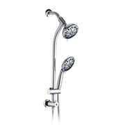 Drill-Free Stainless Steel Slide Bar Combo Rain Showerhead 7-Setting Hand, Dual Shower Head Spa System