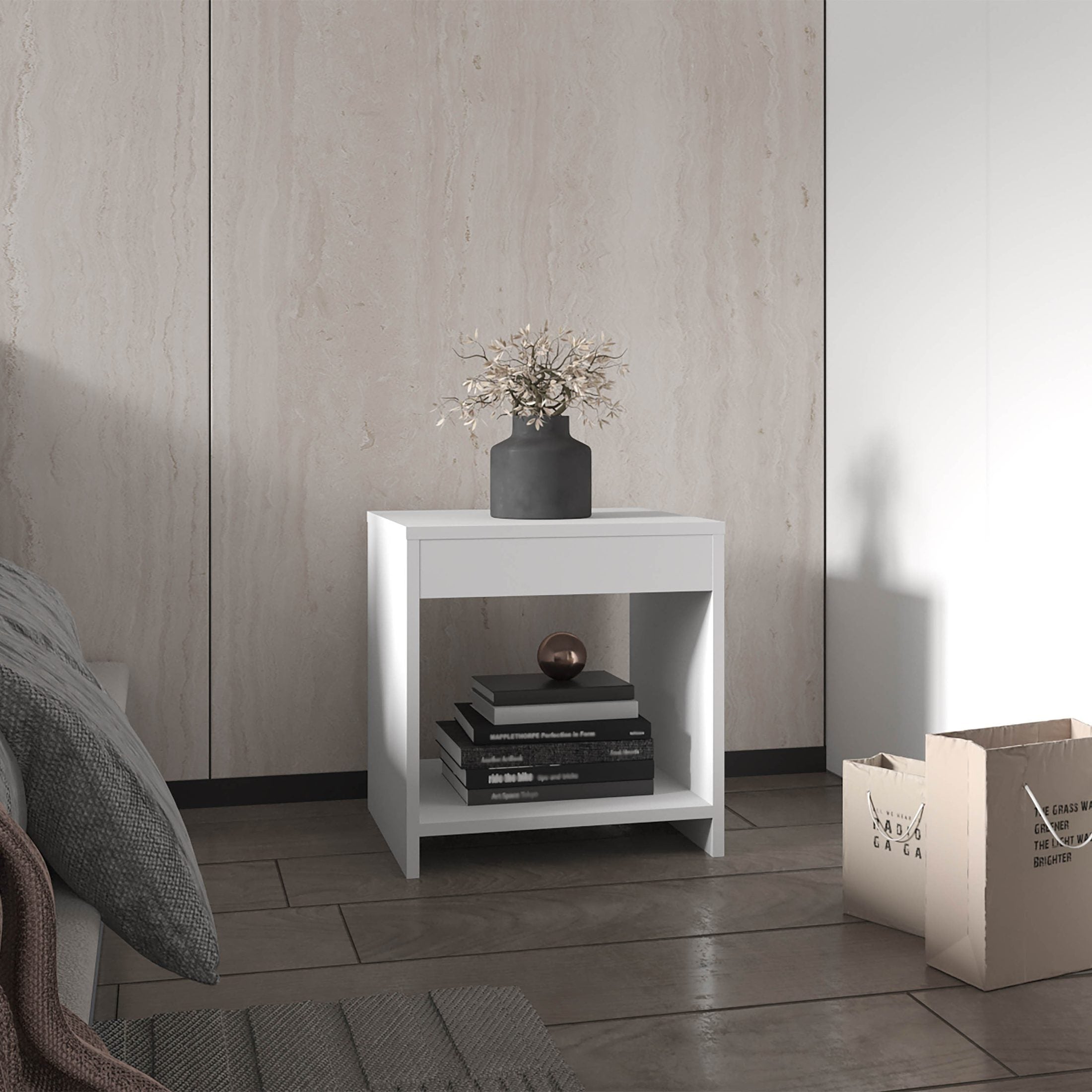 Chroma 16.5' Tall Minimalistic Nightstand with open shelf