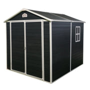 Resin Outdoor Storage Shed Kit with Double Doors and Air Vents, Black, Polypropylene, 6 ft x 8 ft