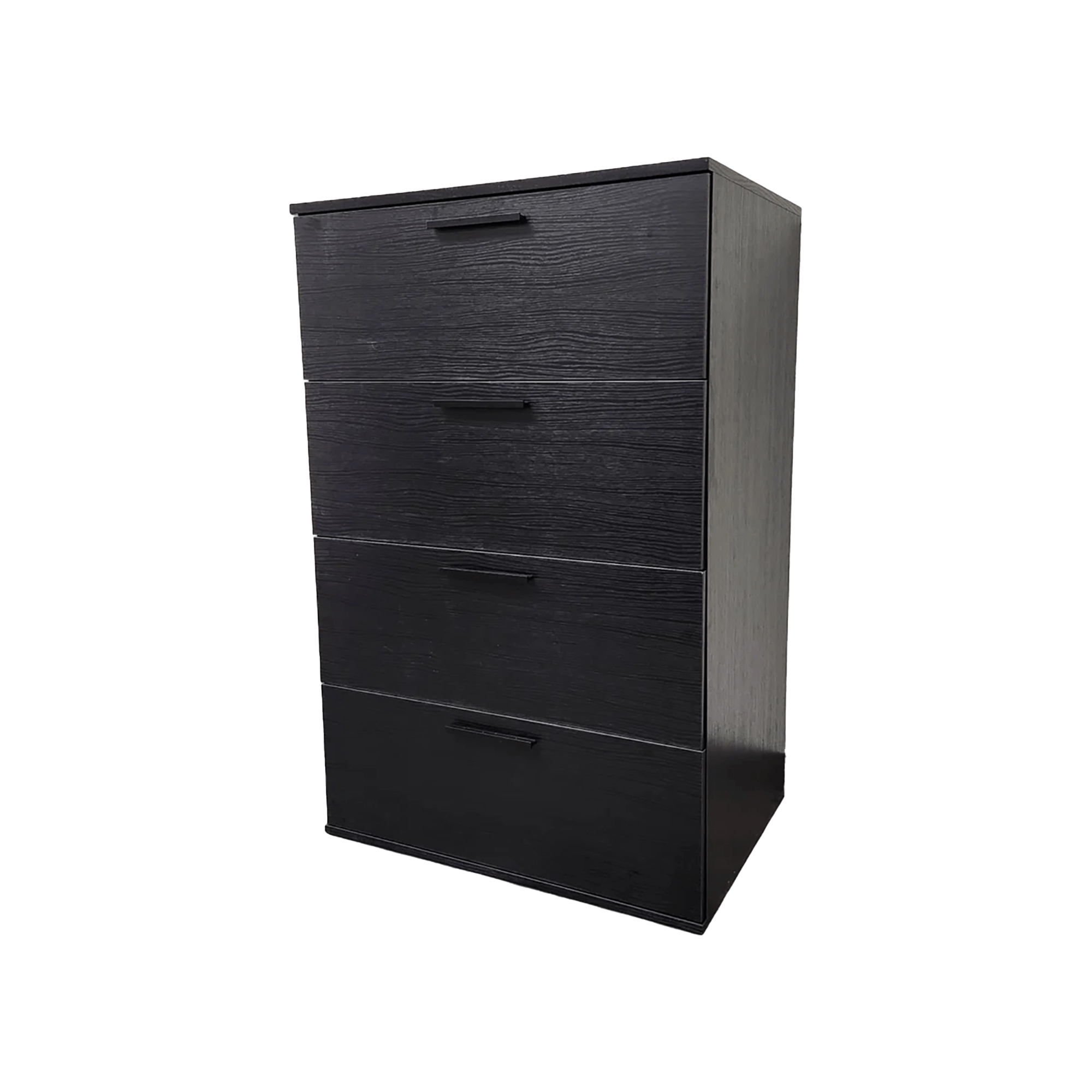 Oliver Four-Drawer Jumbo Chest in Black with Weathered Finish and Full Extension Slides