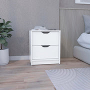 Double Drawer Nightstand 19'H, Bedside Table, White