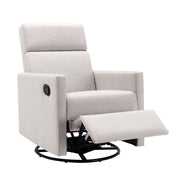 Modern Upholstered Rocker Nursery Chair with Plush Seating, Tan Linen, Swivel Recliner