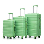 HIFINE TOURIST 20'/24'/28' 3 pcs/set in ABS Spinner Wheel Luggage, Carry on Suitcase, Matching Color, TSA Combination Lock (Green)