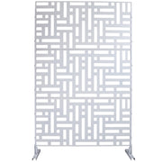 Decorative Freestanding Metal Privacy Screen for Indoor & Outdoor Use, White, 76' H x 48' W
