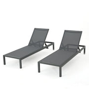 Outdoor Chaise Lounge Chair Set of 2, Aluminum Adjustable Outside Chair for Pool Patio Beach Yard, All Weather Use UV Resistant 400lbs Weight Capacity, Grey