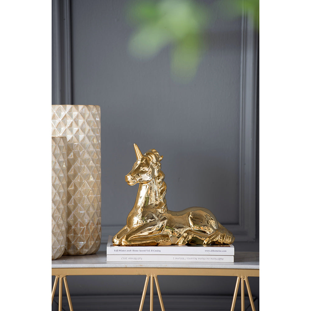 11x4.5x9' Flora & Fauna Unicorn Figurine, Gold