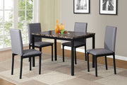 5 Piece Citico Metal Dinette Set with Laminated Faux Marble Top, Gray