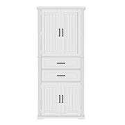 Elegant Multi-Functional Storage Cabinet with Slide Rail Drawers, Adjustable Shelves, White MDF, 72.5 Inches
