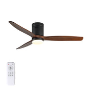 52 Inch Ceiling Fan with Light, 3 Dark Walnut Solid Wood Blades,Remote Control,6-speed Reversible DC Motor for Bed Room,Dining Room,Living Room.