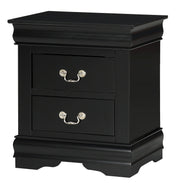 1pc Black Finish Two Drawers Louis Philip Nightstand Solid Wood Contemporary & Simple Style