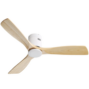 52 Inch Wooden Ceiling Fan With 3 Solid Wood Blades Remote Control Reversible DC Motor Witout Light