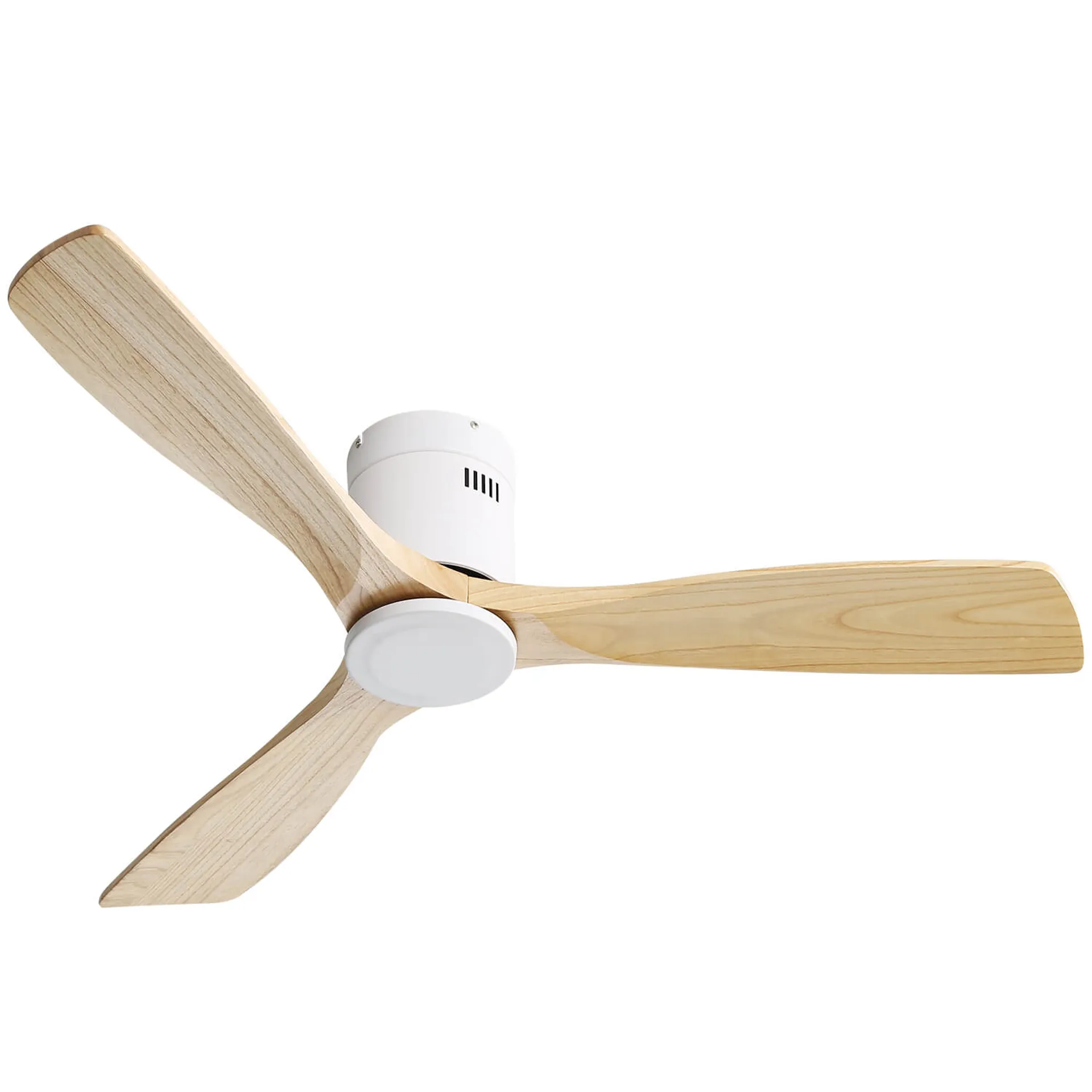 52 Inch Wooden Ceiling Fan With 3 Solid Wood Blades Remote Control Reversible DC Motor Witout Light