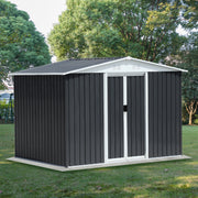 8x6 Feet Apex Roof Dark Grey Aluminum Alloy Frame  Garden Shed With Sliding Door