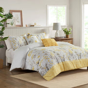 5 Piece Seersucker Comforter Set with Throw Pillows Yellow Full/Queen