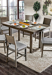 Contemporary Gray 1pc Counter Height Dining Table Solid wood Center Support Beam Table Dining Room Furniture