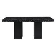 JHOANNA Transitional Dining Table with Extra Thick Top and Double Pedestal Base in Black Finish