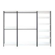 Fiona Freestanding 3 Tower System Walk-in Closet with 7-Shelf Wood and Metal Frame in White, 111 in. W