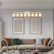 8-Light Bathroom Light Fixtures, 52inch Nickel Vanity Light with Milky White Glass Shade, Modern Bathroom Wall Lights Over Mirror, Farmhouse Wall Sconces Lighting for Bedroom Living Room