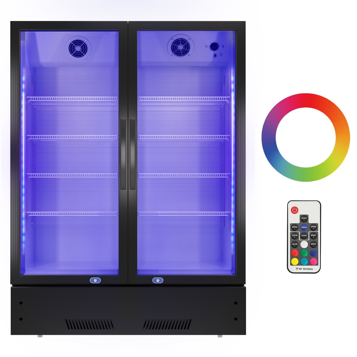 Commercial Display Refrigerator, Upright Swing Glass Door Merchandiser Fridge with LED Lightning, Reach-in Beverage Cooler for Shop Restaurant, ETL Approved, 17.1 Cu. Ft, Black