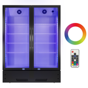 Commercial Display Refrigerator, Upright Swing Glass Door Merchandiser Fridge with LED Lightning, Reach-in Beverage Cooler for Shop Restaurant, ETL Approved, 17.1 Cu. Ft, Black