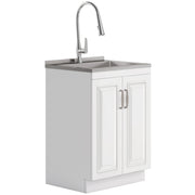 Darwin - Deluxe 24' Laundry Cabinet with Pull-out Faucet and Stainless Steel Sink - White